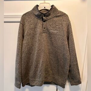 Eddie Bauer Mens Radiator Fleece Pullover Sweater Snap Front Gray XL Long Sleeve